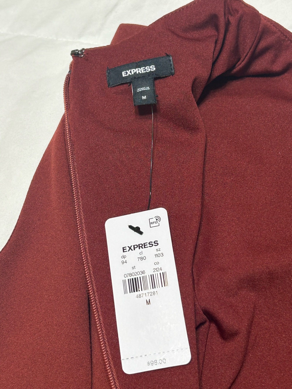 Express Sleeveless Burgundy Mini Dress with Side Bow Accent Buttons - Picture 8 of 9